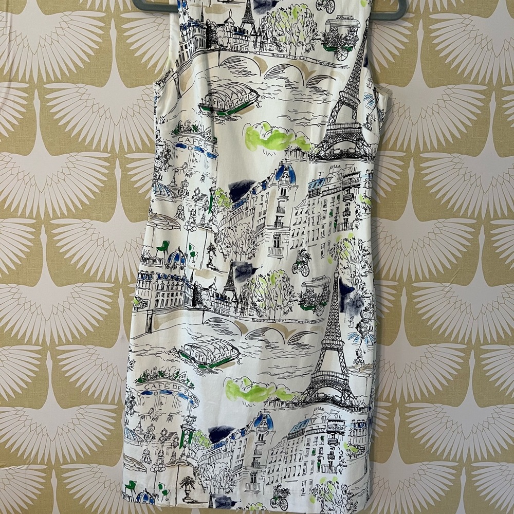 Paris patterned shift dress